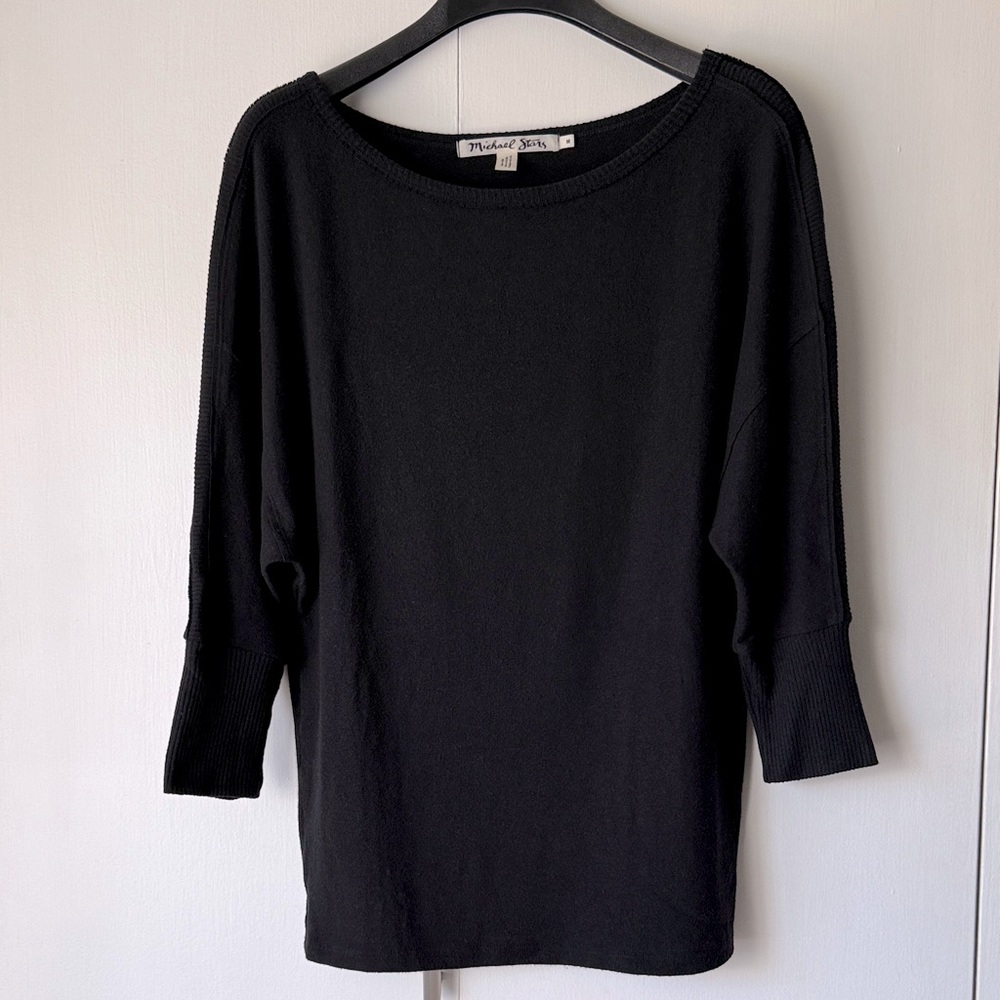 Michael Stars  Black Three-Quarter Sleeve Sweater Size M